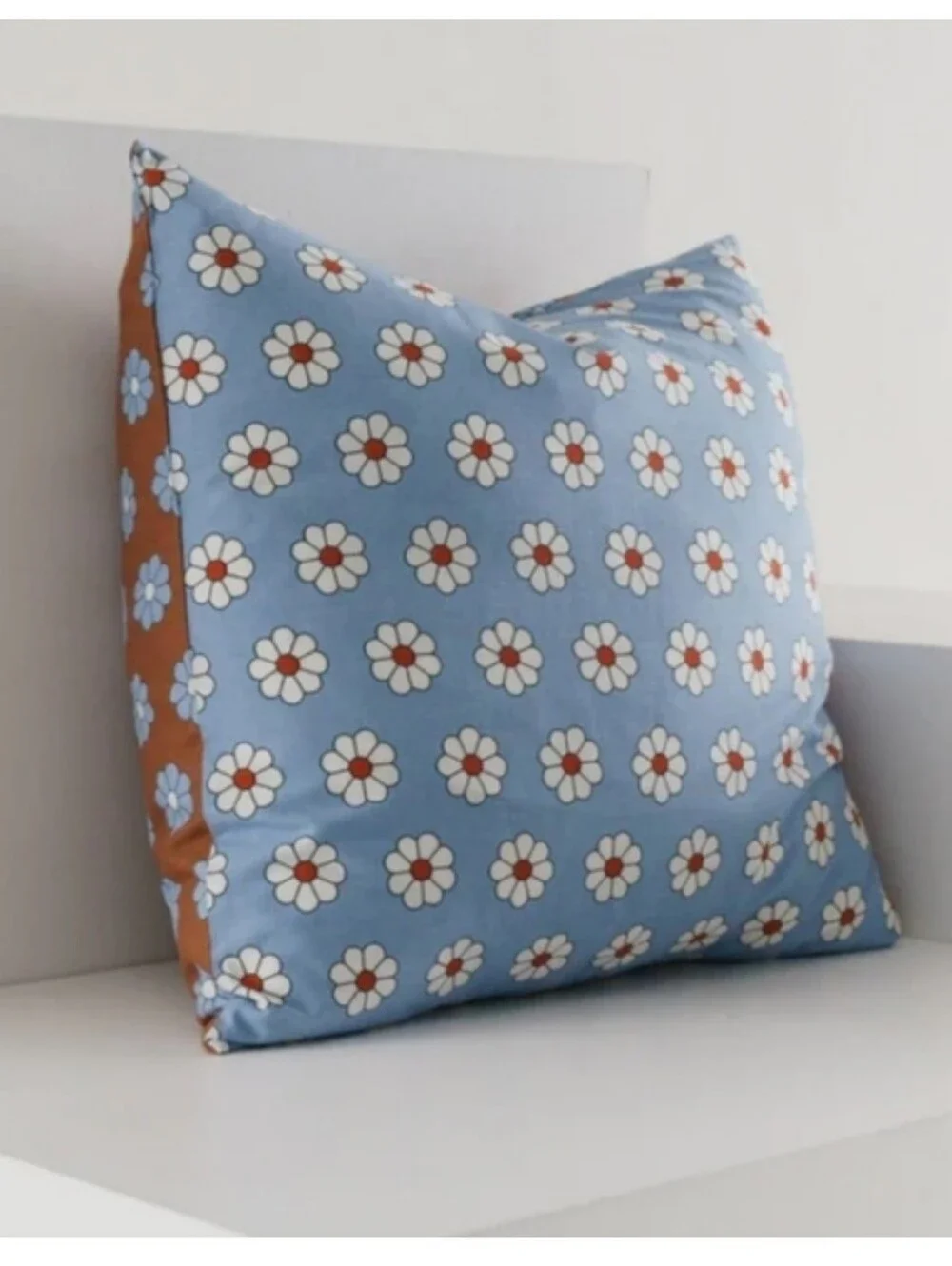 Baggu Daisy Throw Pillow Blue Orange 18